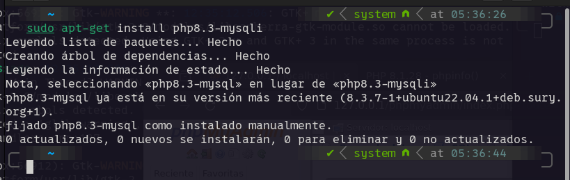 PhpMyAdmin error (mysqli extension not found. Check your PHP settings. Check out our documentation for more information.)