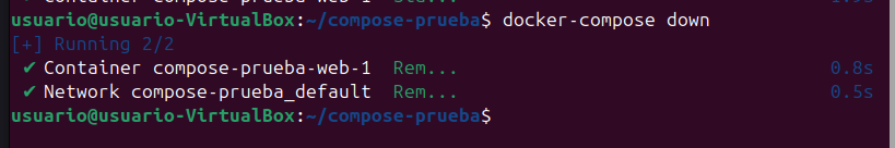 Parar contenedor docker compose