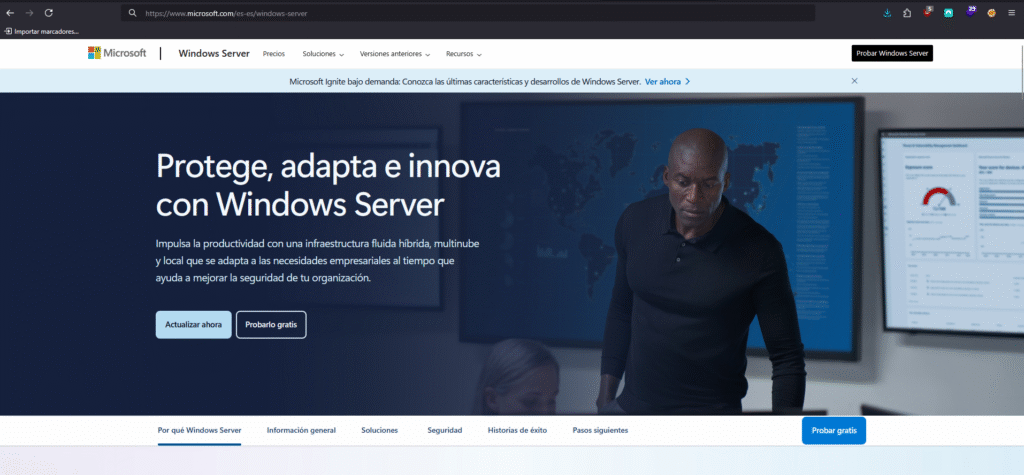 Instalar Windows Server 2025 en VirtualBox paso a paso 1 Página oficial de Microsoft para descargar Windows Server 2025 gratis.