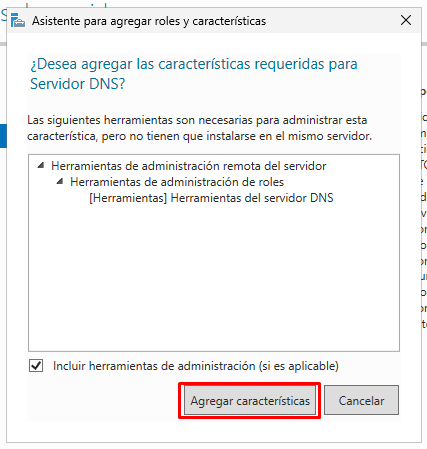 Instalar servicio DNS en Windows Server 2025 12 Agregar características requeridas para el rol DNS en Windows Server 2025