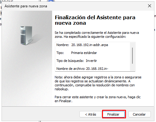 Configurar actualizaciones dinámicas en zona de búsqueda inversa en Windows Server 2025